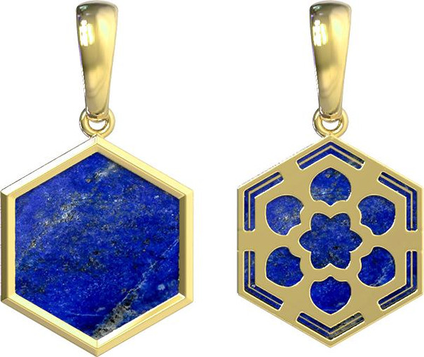 Подвеска из лимонного золота c лазуритом