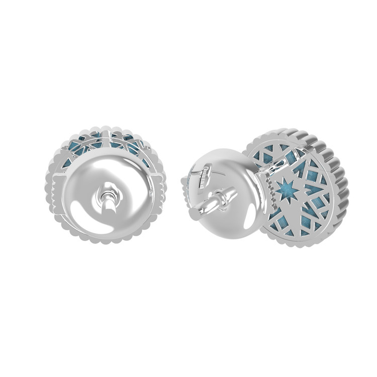 Серьги из белого золота c фианитом и бирюзой