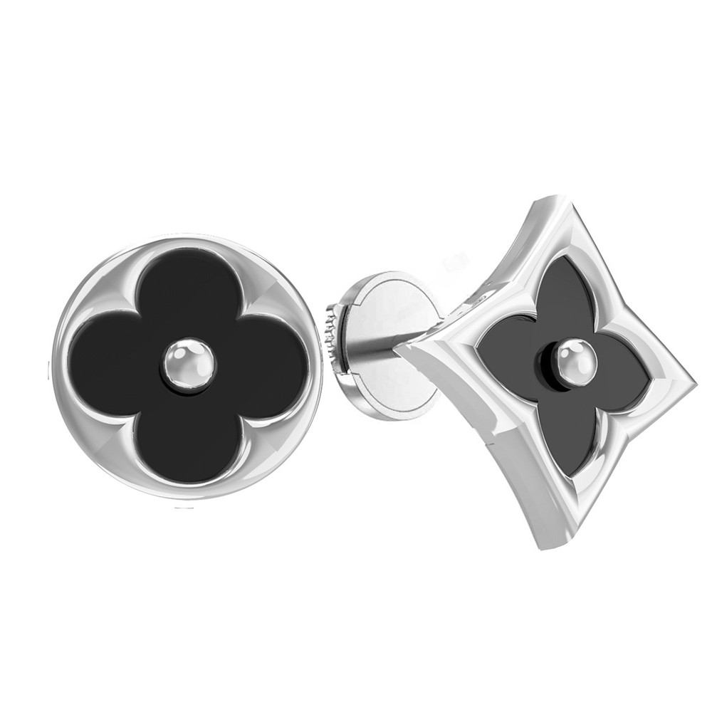 Серьги из белого золота c ониксом