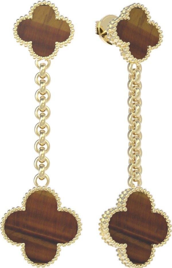 Серьги из лимонного золота c тигровым глазом