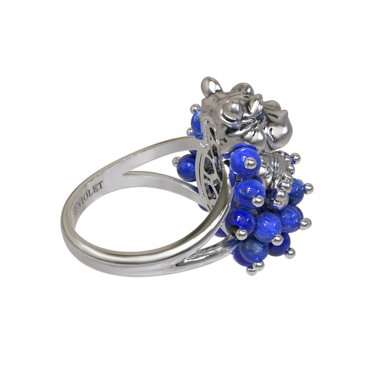 Кольцо из белого золота c эмаль и лазуритом