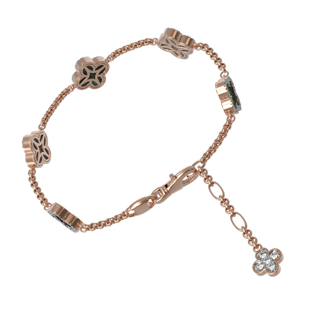 Браслет из золота c бриллиантами, малахитом и перламутром