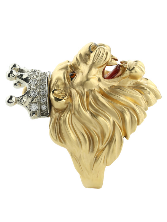 Кольцо из лимонного золота c эмаль и бриллиантами