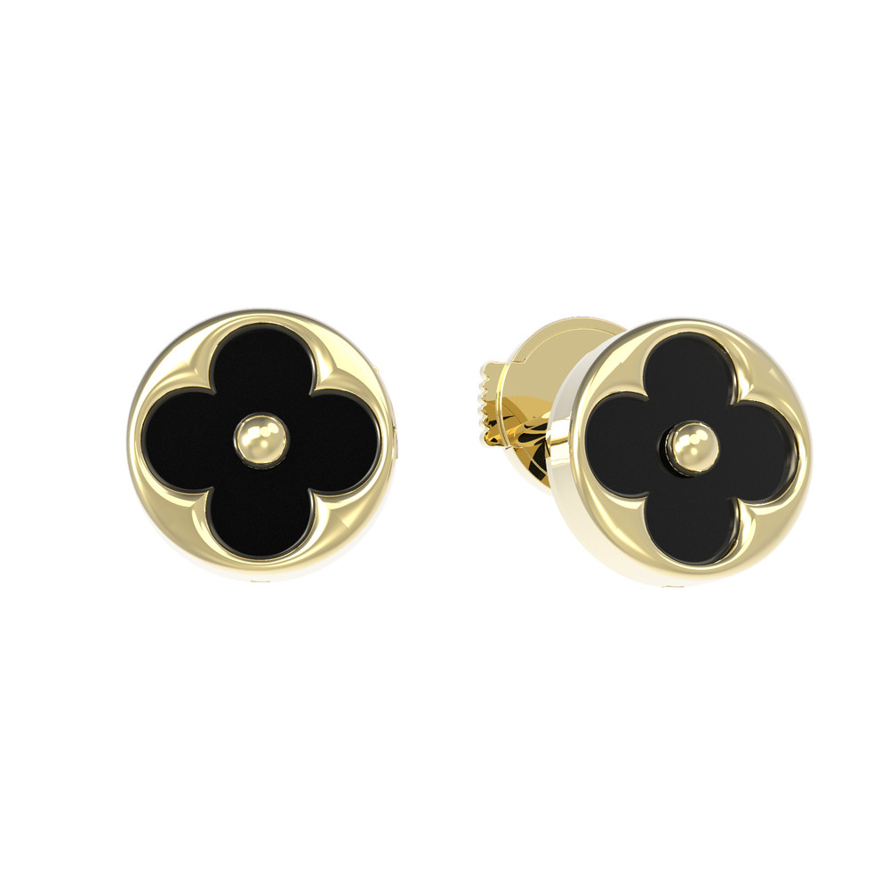 Серьги из лимонного золота c ониксом