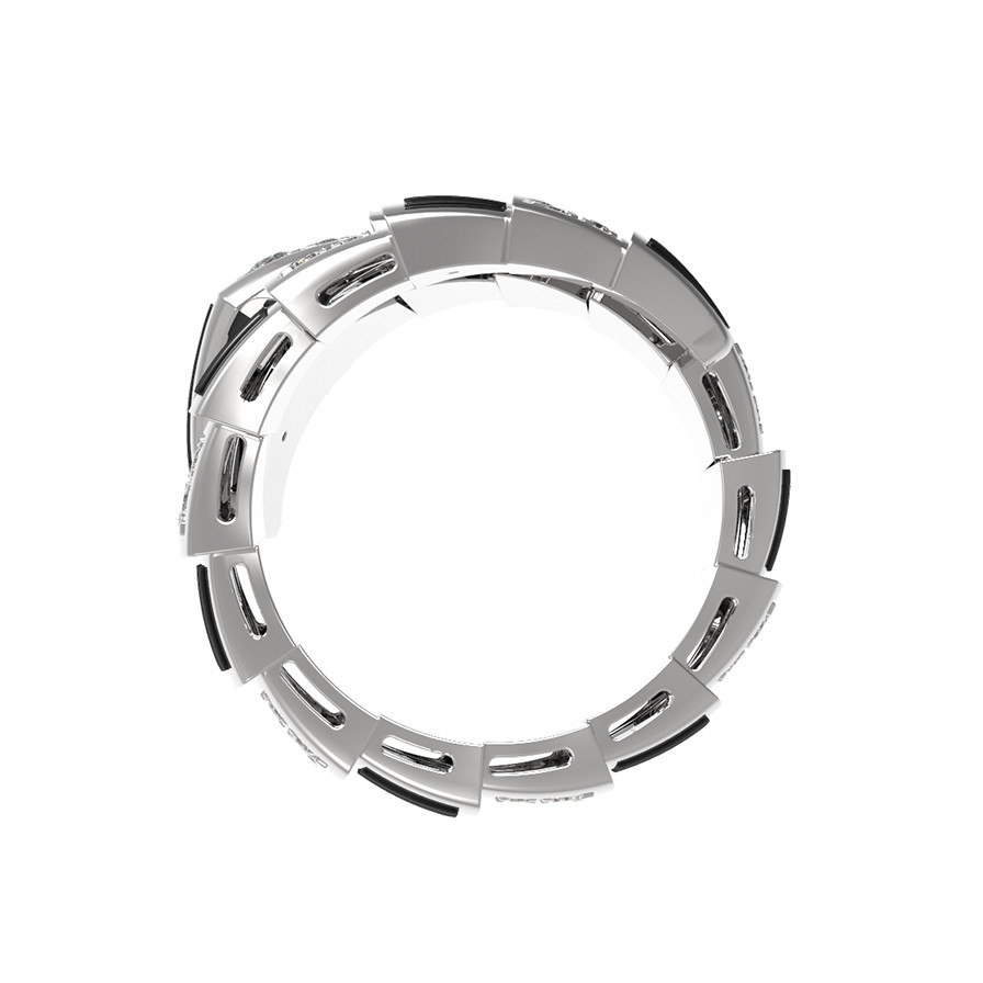 Кольцо из белого золота c бриллиантами и ониксом