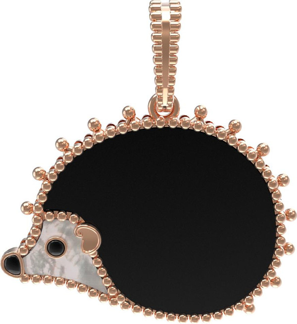 Подвеска из золота c эмаль , ониксом и перламутром