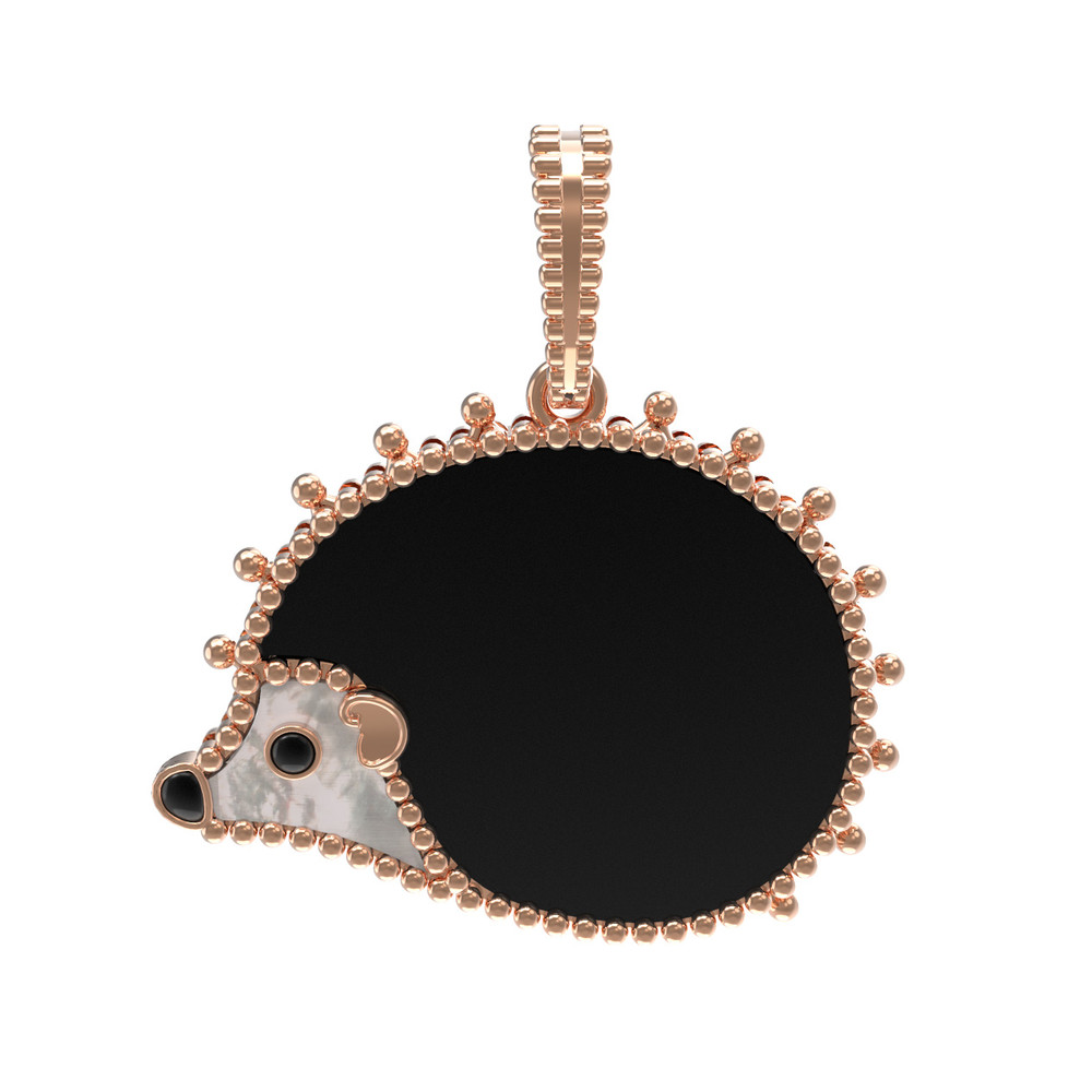 Подвеска из золота c эмаль , ониксом и перламутром