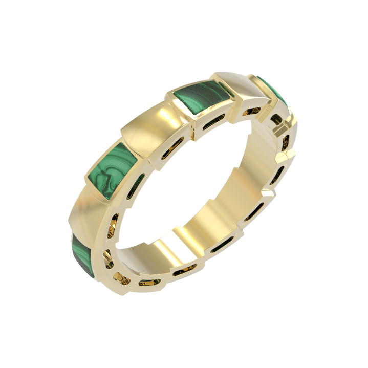 Кольцо из лимонного золота c малахитом