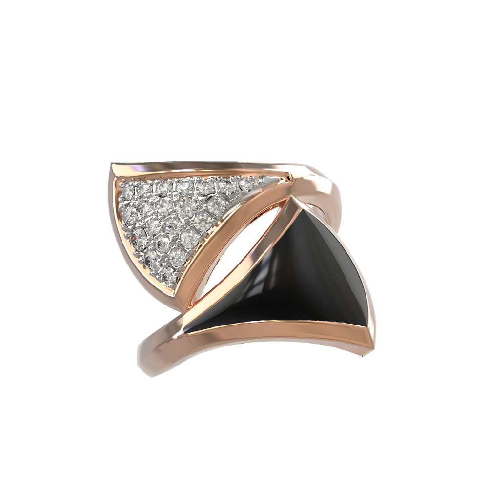 Кольцо из золота c бриллиантами и ониксом
