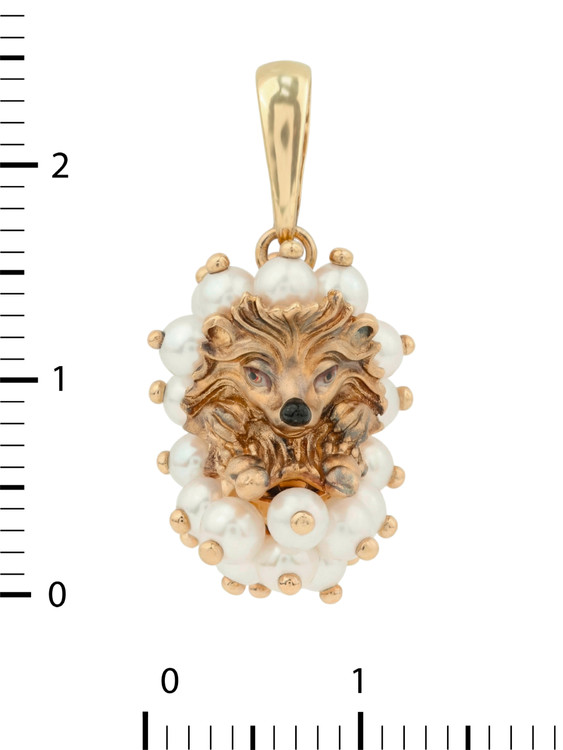 Подвеска из золота c эмаль и жемчугом