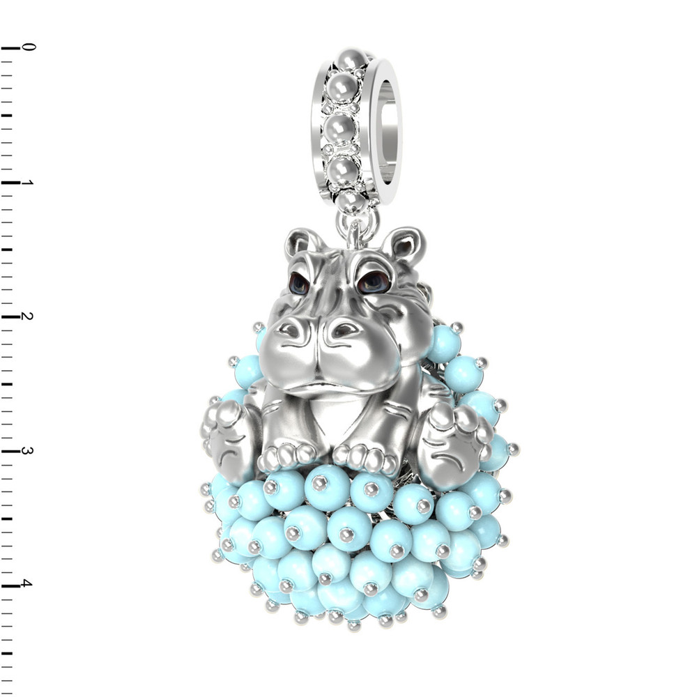 Подвеска из белого золота c эмаль и бирюзой