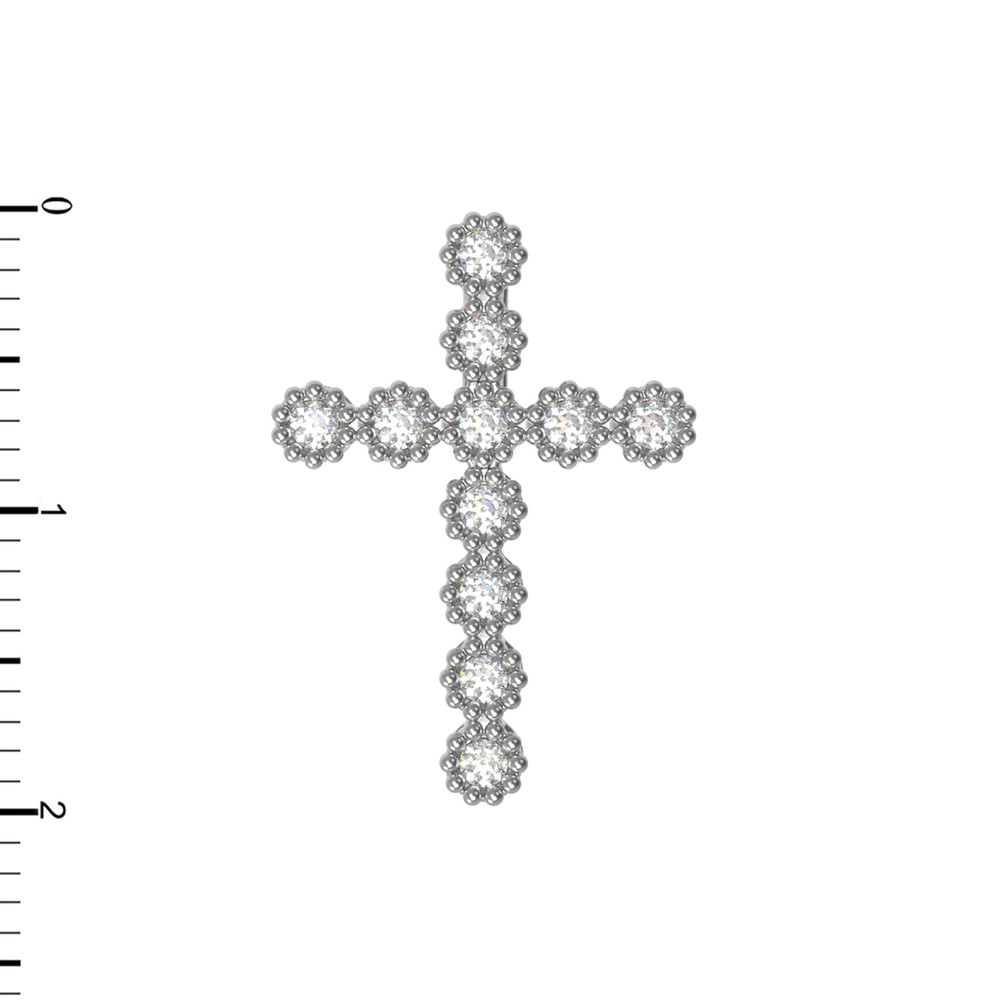 Крест из белого золота c бриллиантами