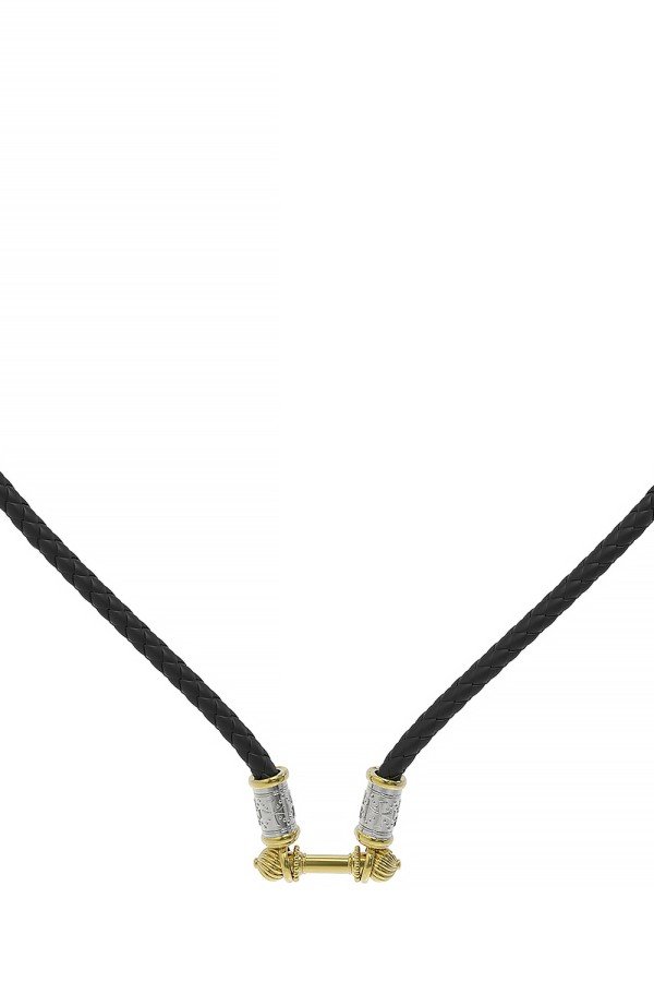 Гайтан из лимонного золота c кожаным шнурком