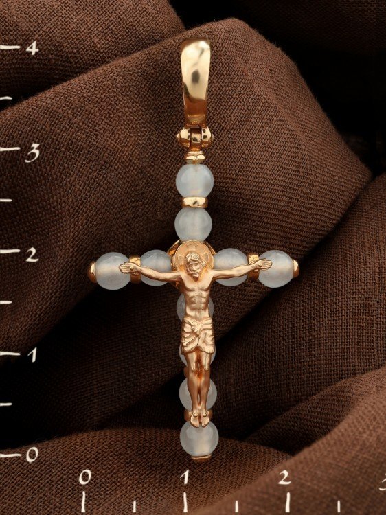 Крест из золота c агатом