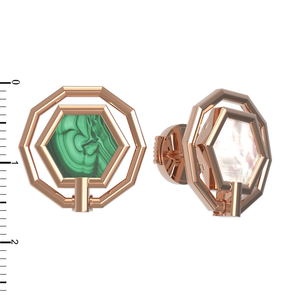 Серьги из золота c малахитом и перламутром