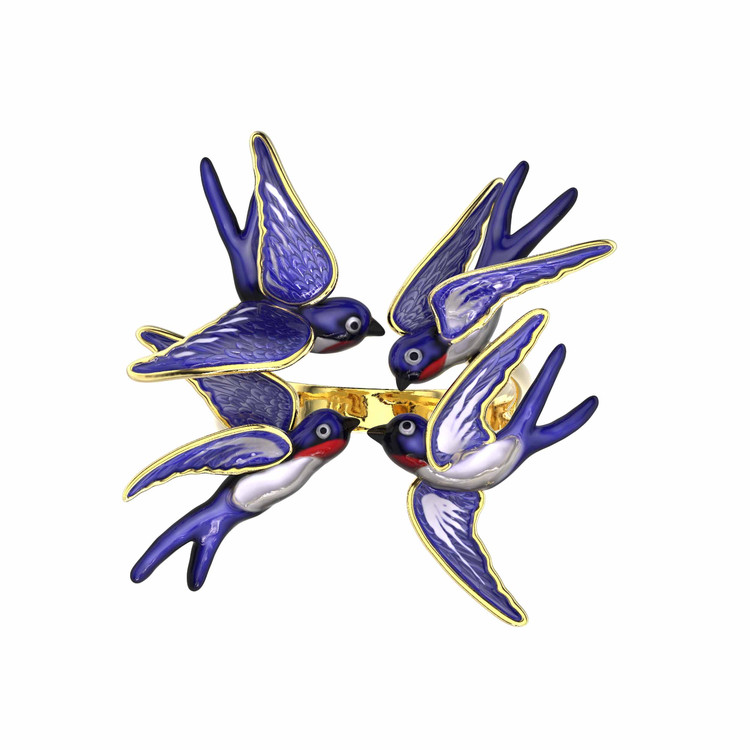 Кольцо из лимонного золота c эмаль