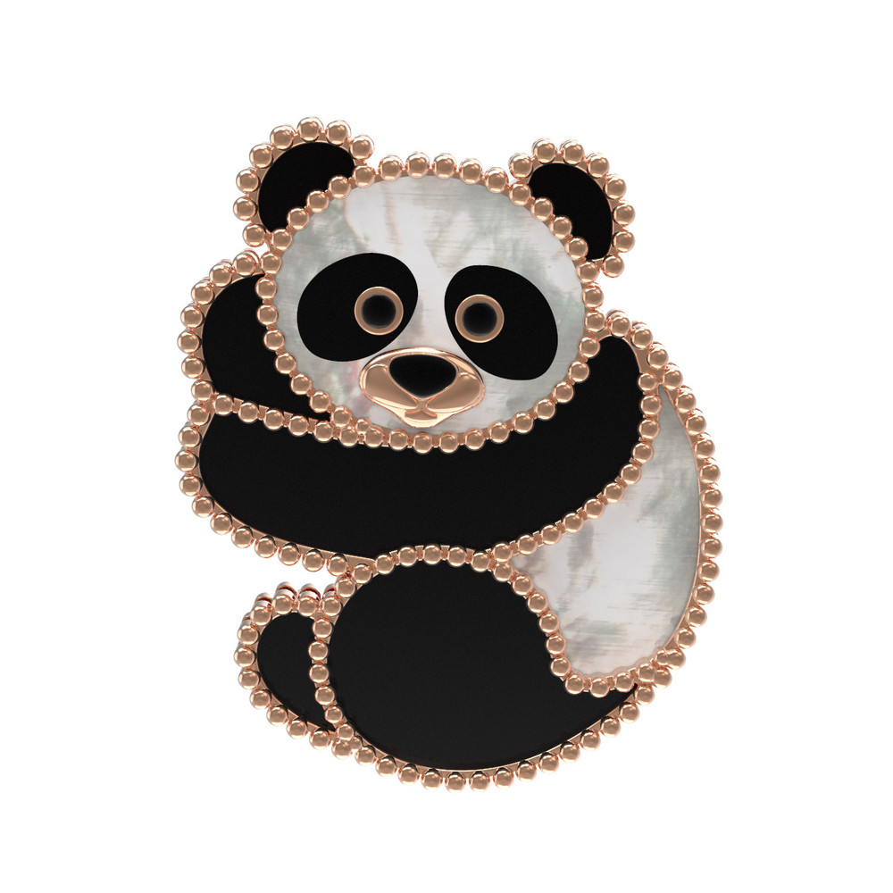 Брошь из золота c эмаль , ониксом и перламутром