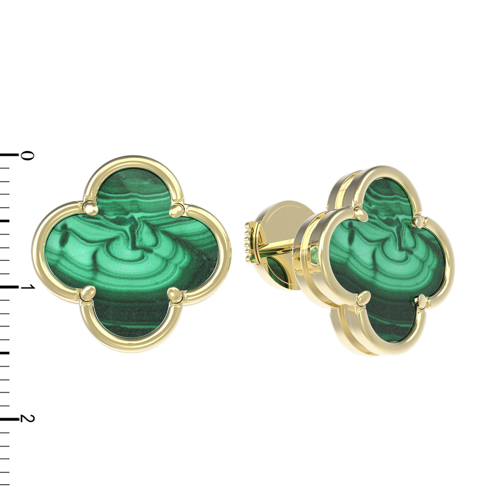 Серьги из лимонного золота c малахитом