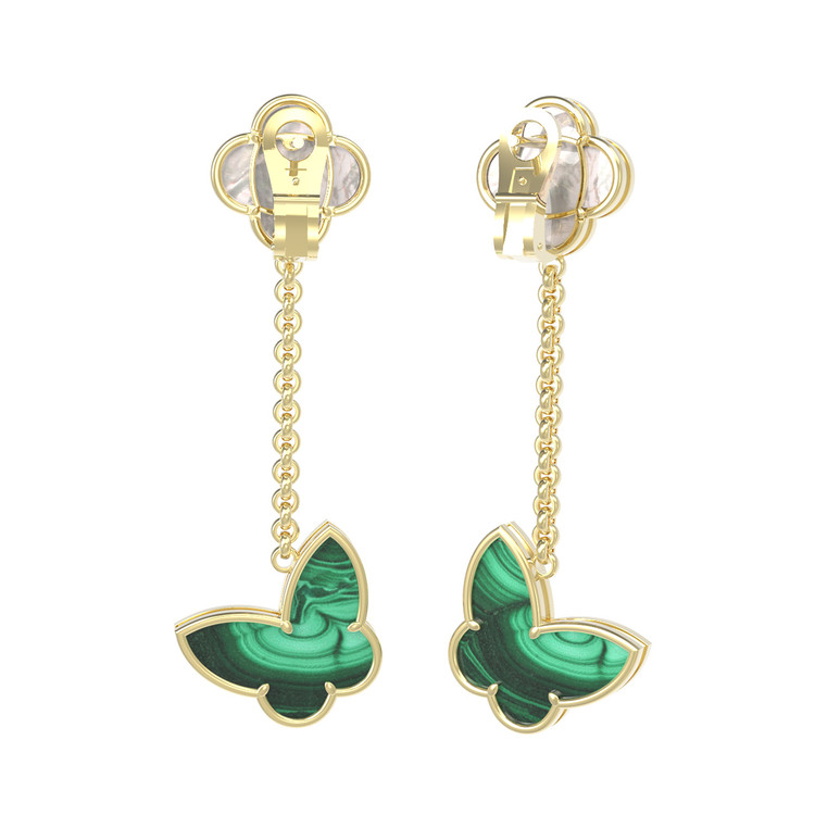Серьги из лимонного золота c малахитом и перламутром