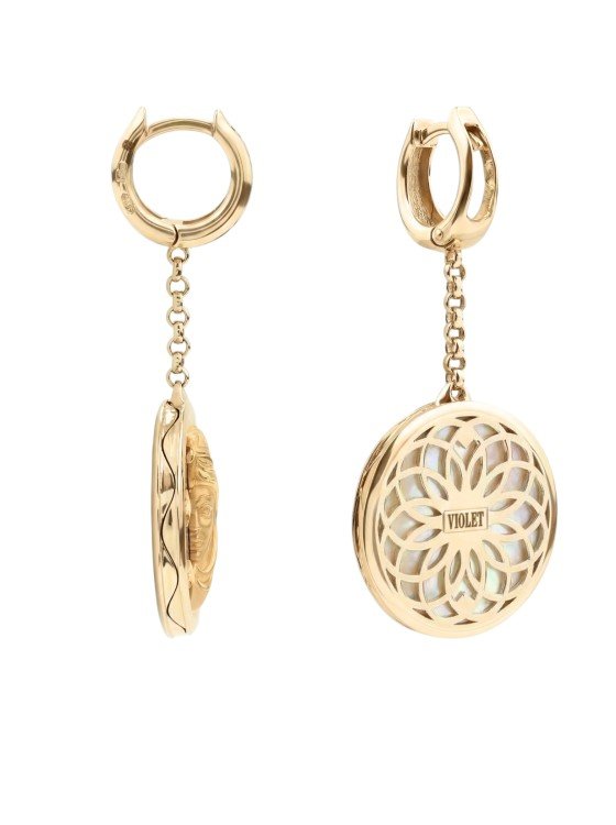 Серьги из золота c ониксом и перламутром