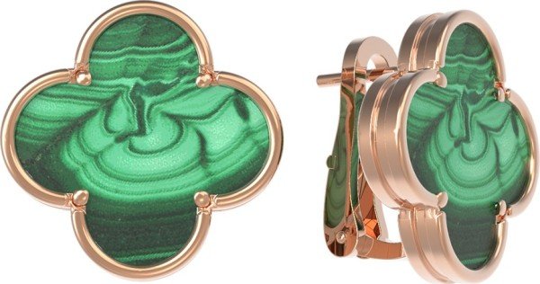 Серьги из золота c малахитом