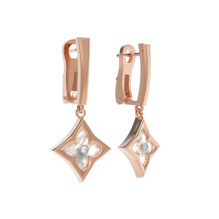 Серьги из золота c бриллиантами и перламутром