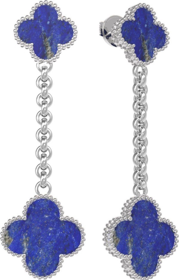 Серьги из белого золота c лазуритом