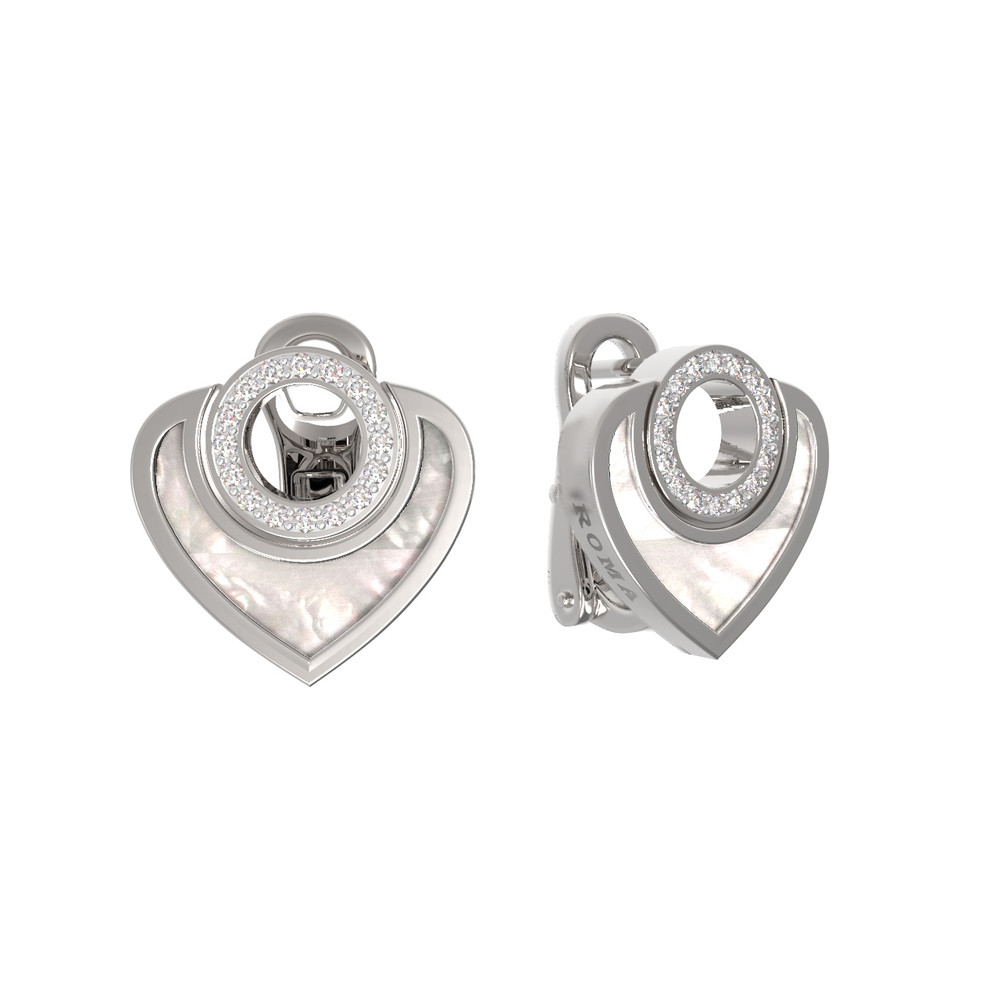 Серьги из белого золота c бриллиантами и перламутром