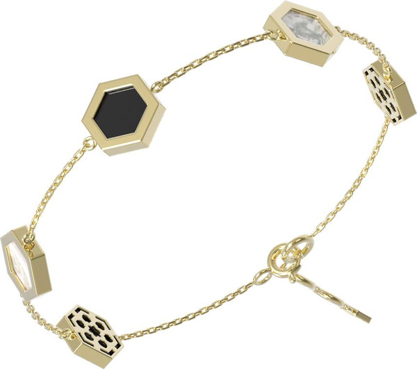 Браслет из лимонного золота c ониксом и перламутром