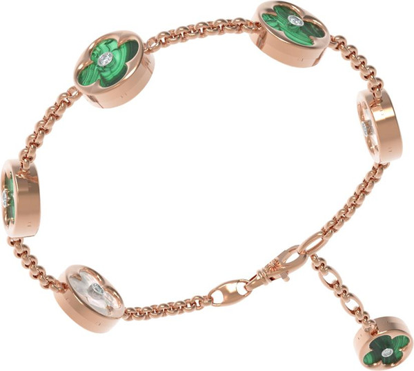 Браслет из золота c бриллиантами, малахитом и перламутром