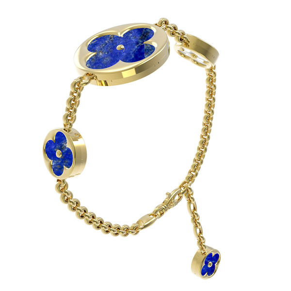 Браслет из лимонного золота c лазуритом и перламутром