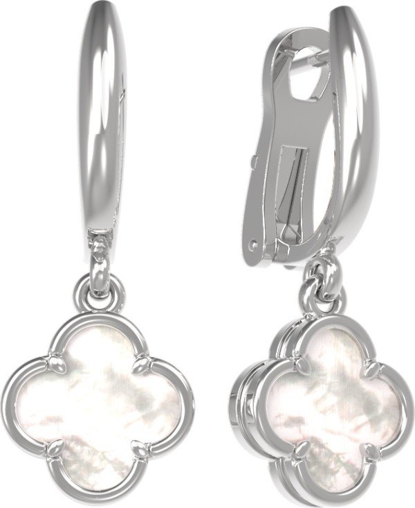 Серьги из белого золота c перламутром