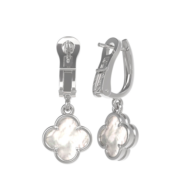 Серьги из белого золота c перламутром