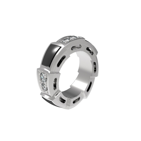 Подвеска из белого золота c бриллиантами и ониксом