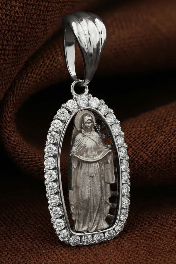 Образок из белого золота c бриллиантами