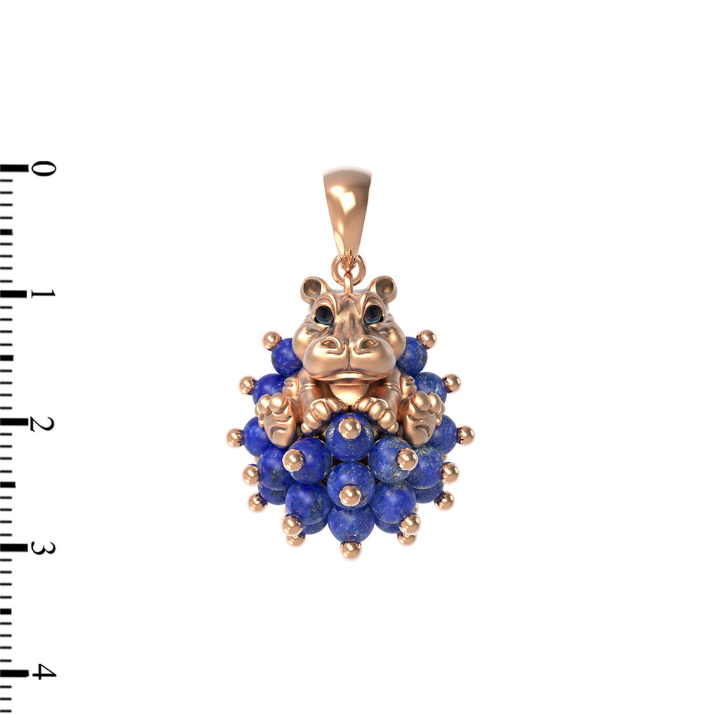 Подвеска из золота c эмаль и лазуритом