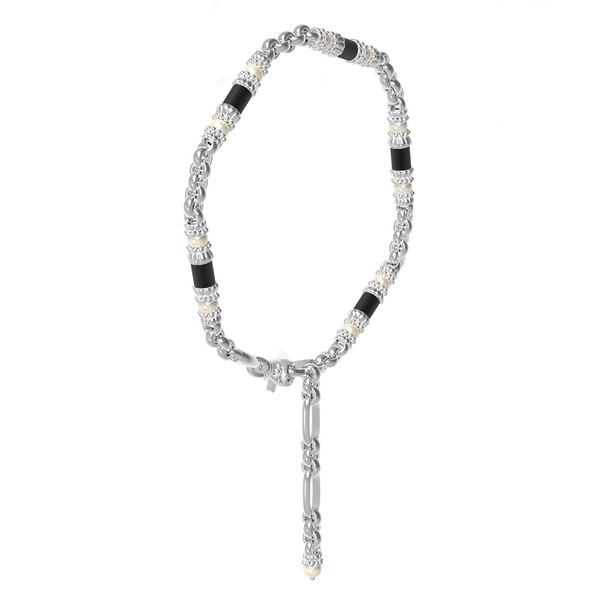 Браслет из белого золота c жемчугом и ониксом