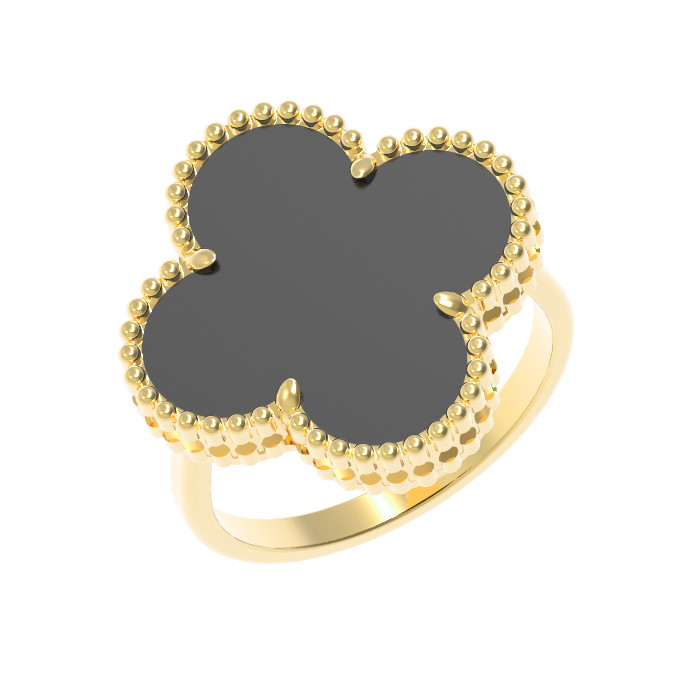 Кольцо из лимонного золота c ониксом