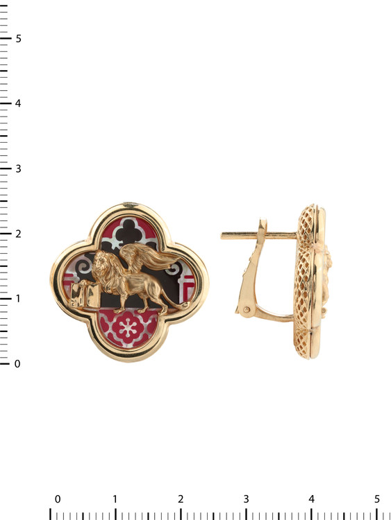 Серьги из золота c эмаль и перламутром