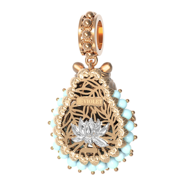 Подвеска из золота c эмаль и бирюзой