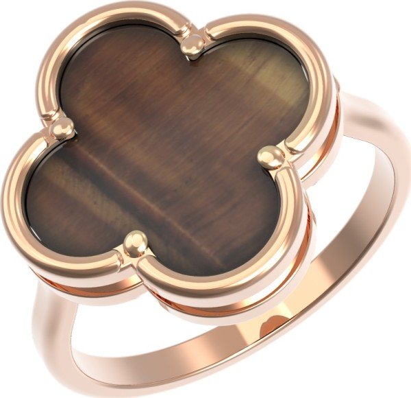 Кольцо из золота c тигровым глазом