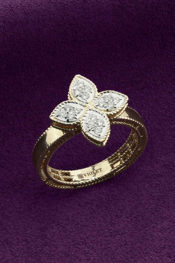 Кольцо из лимонного золота c бриллиантами