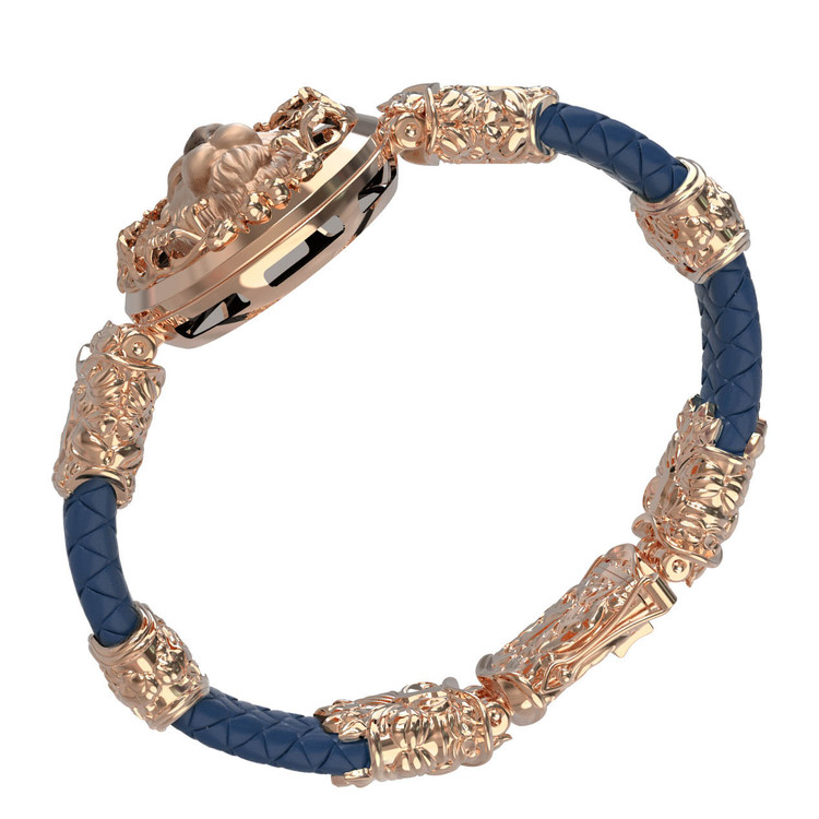 Браслет из золота c кожаным шнурком и ониксом