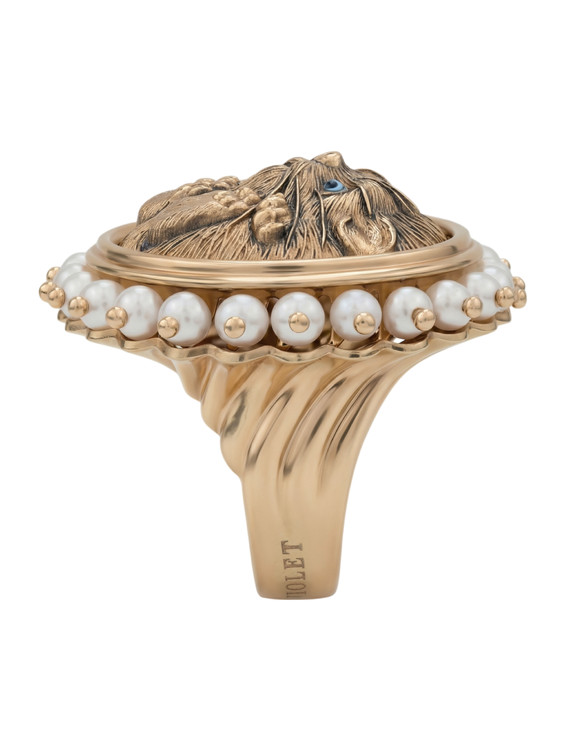 Кольцо из золота c эмаль и жемчугом