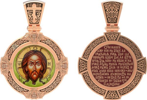 Образок из золота c эмалью и иконописью