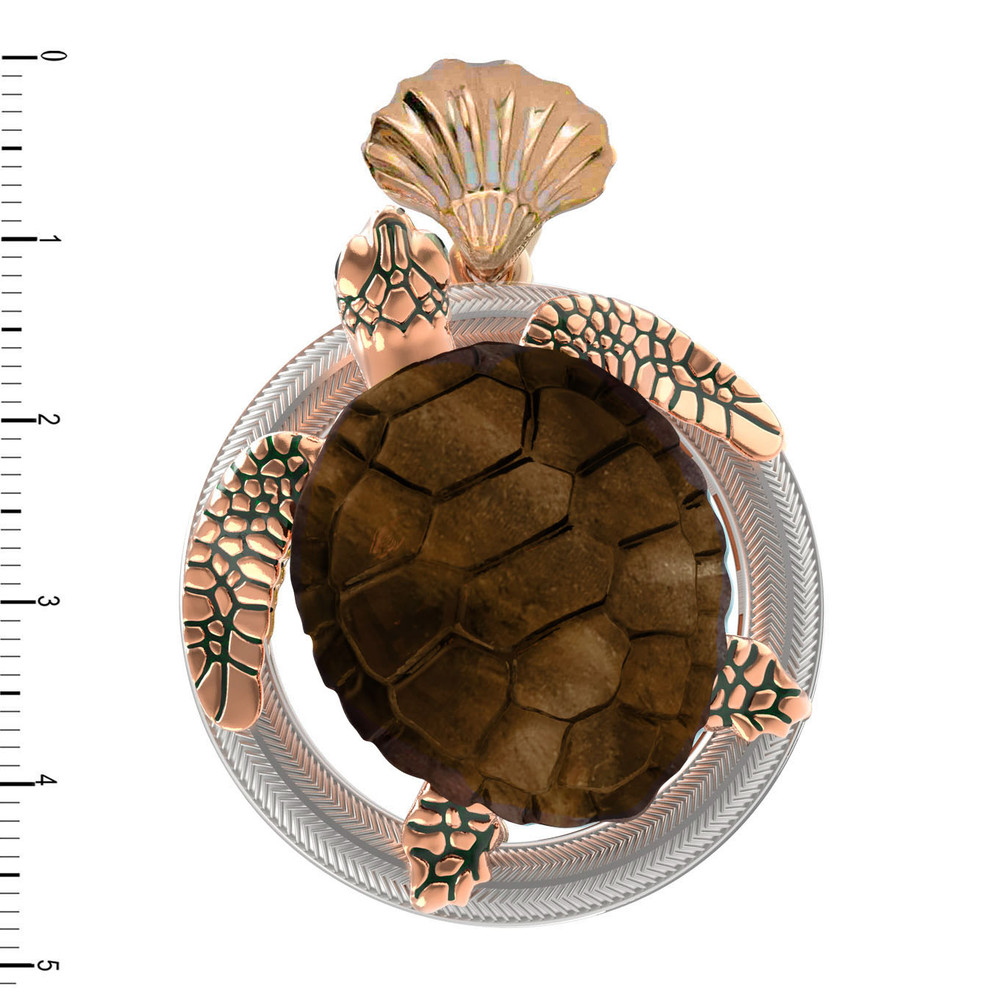 Подвеска из золота c эмаль и железным деревом