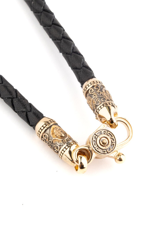 Шнурок кожаный из золота c кожаным шнурком