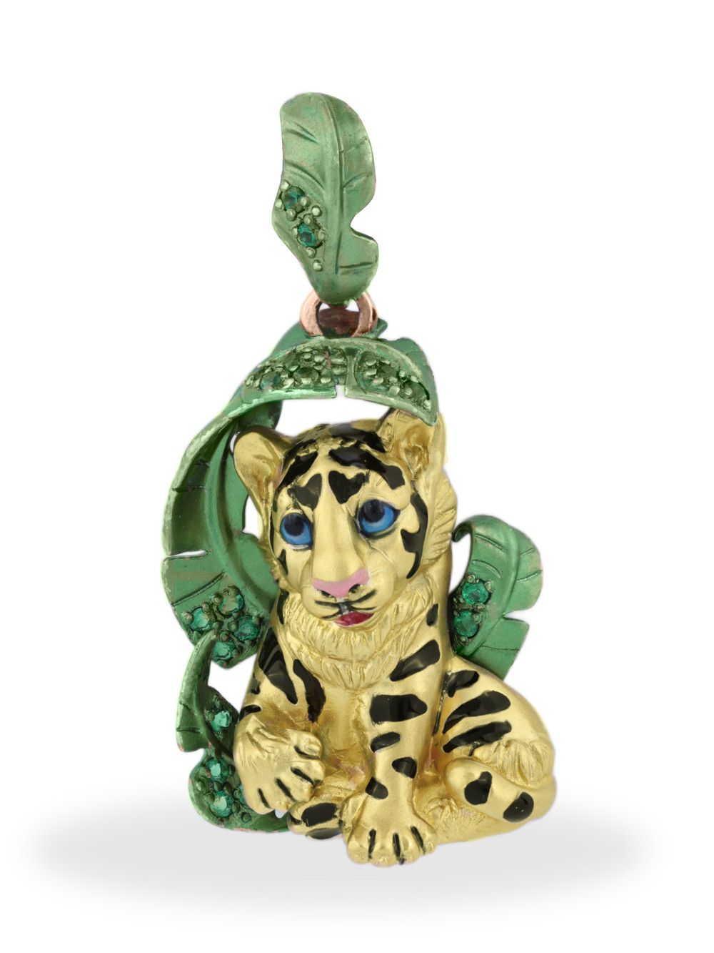 Подвеска из золота c эмаль и изумрудом