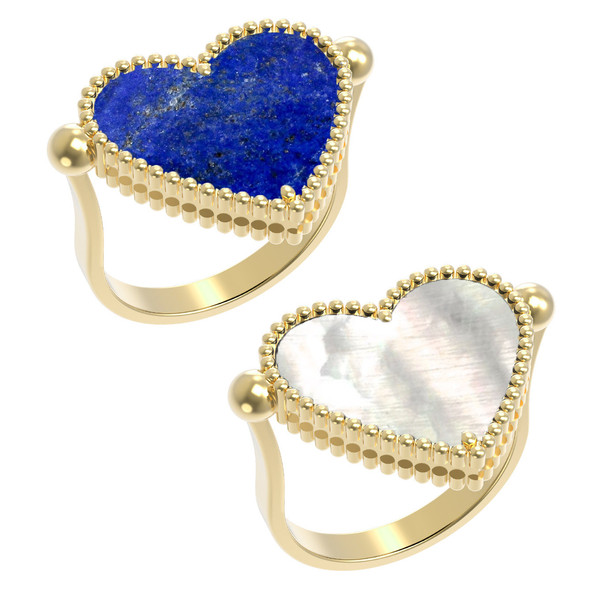 Кольцо из лимонного золота c лазуритом и перламутром