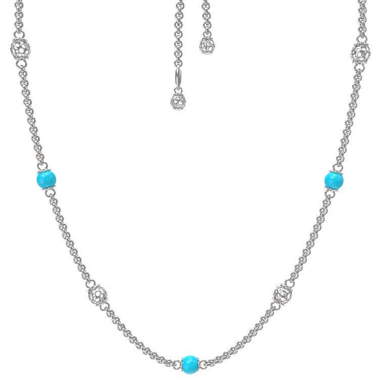 Колье из белого золота c бирюзой